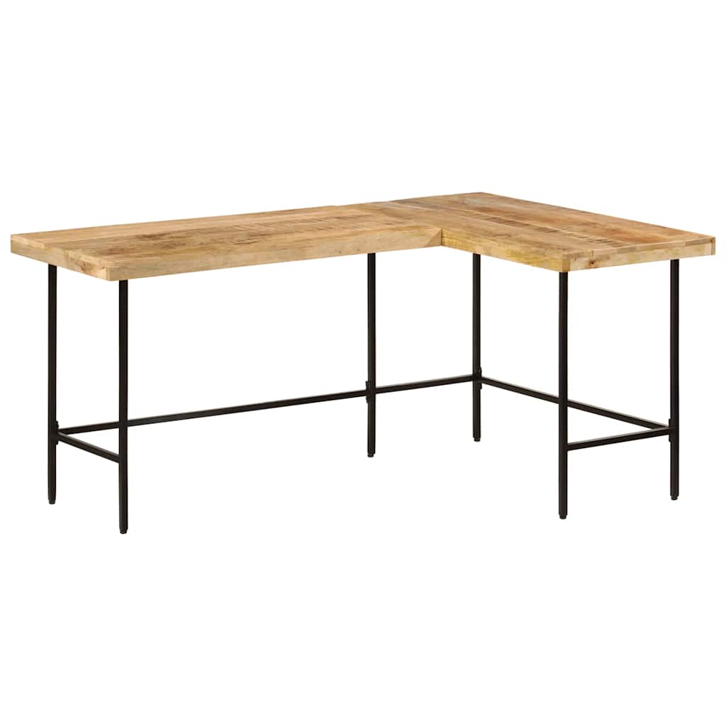 Skrivebord 165x110x77 cm heltre mangotre og jern - number 1.