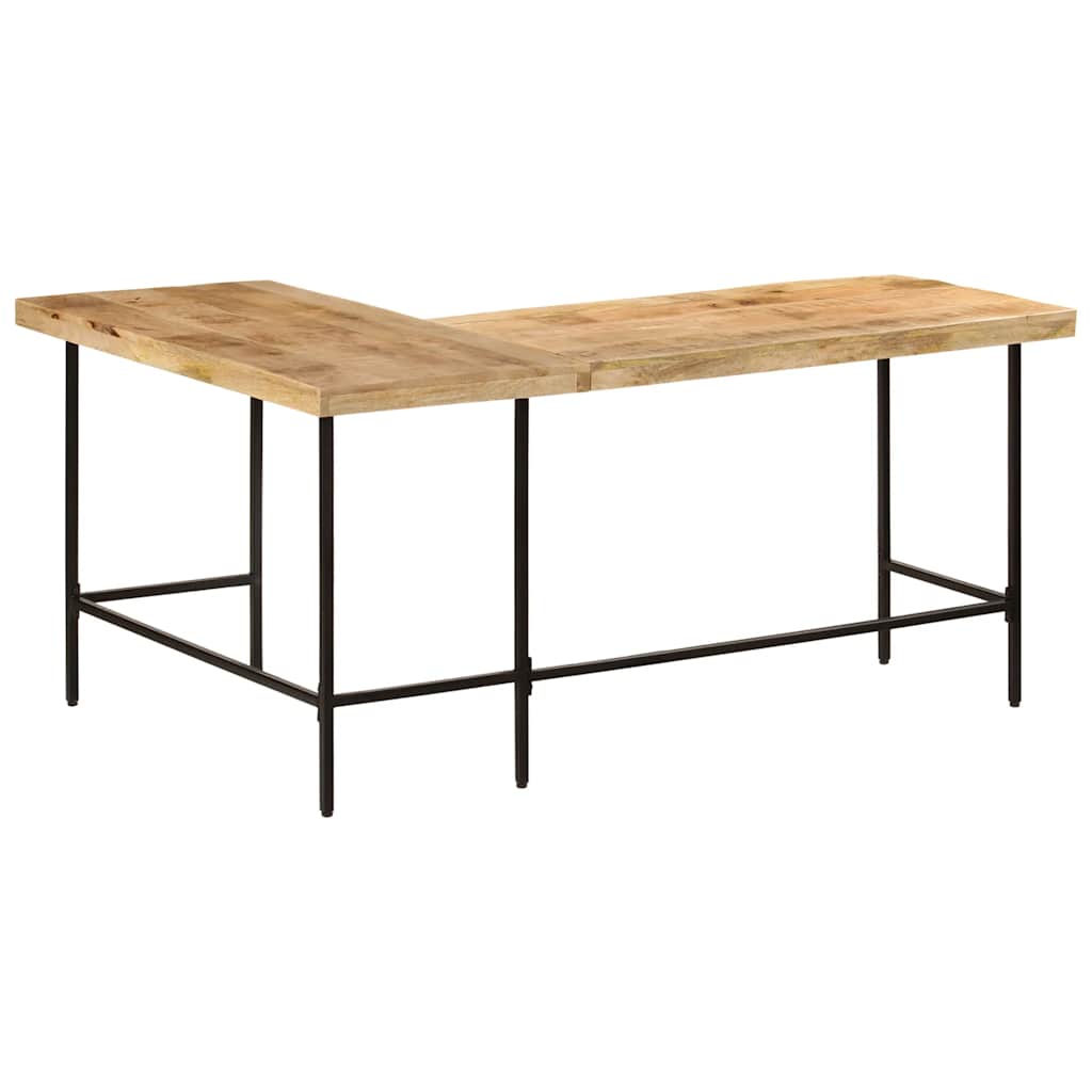 Skrivebord 165x110x77 cm heltre mangotre og jern - number 5.
