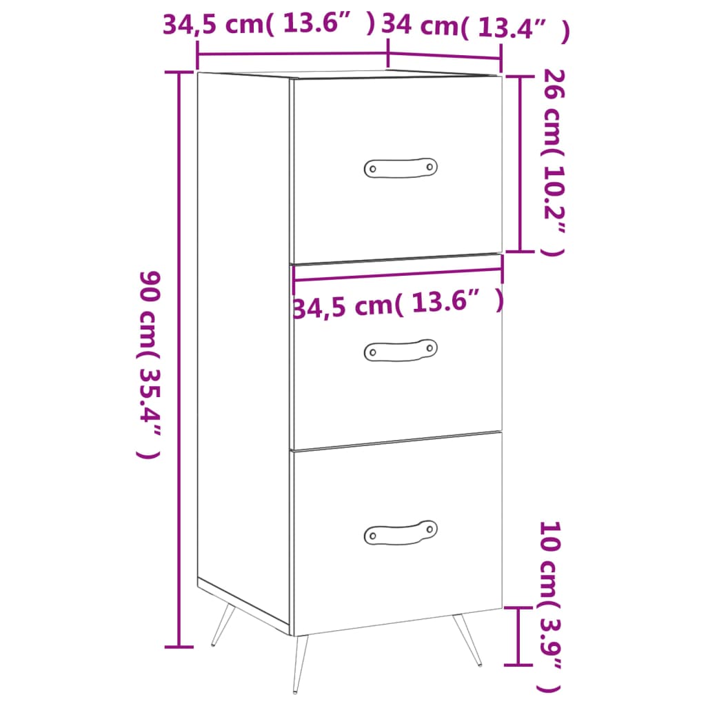 Skjenk 34,5x34x90 cm konstruert tre - hvit, 1 - number 12.