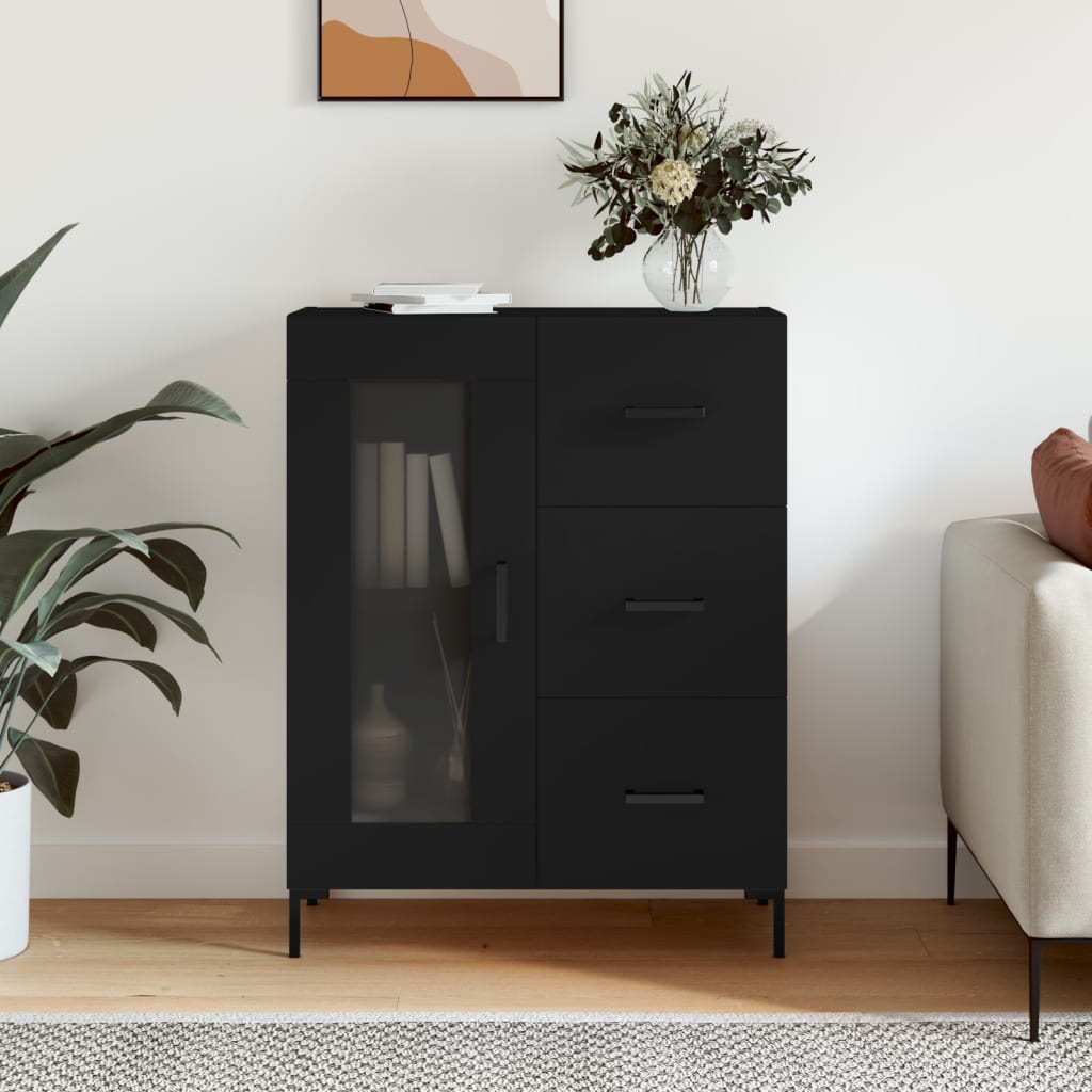 Skænk 69,5x34x90 cm konstrueret træ - sort, 1 - number 1.