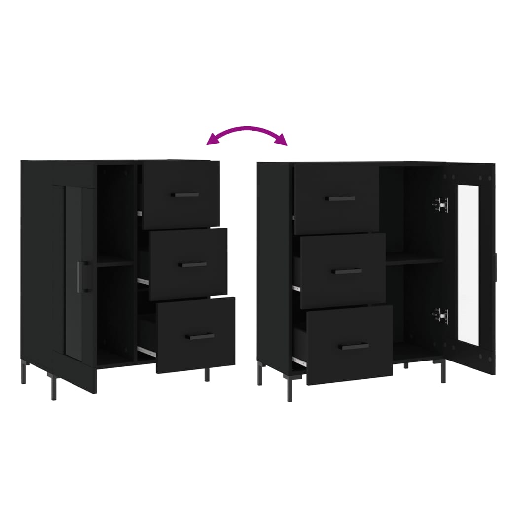 Skænk 69,5x34x90 cm konstrueret træ - sort, 1 - number 9.