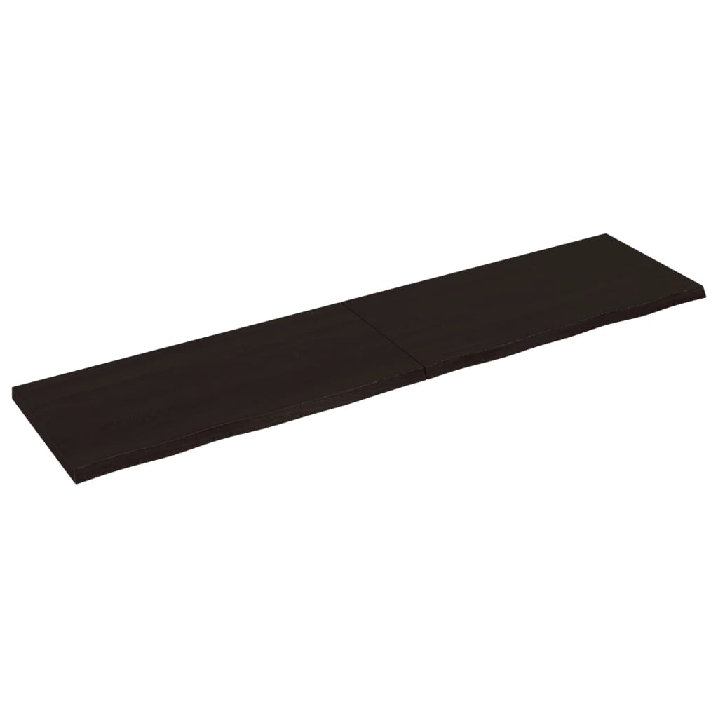 Bordplade til badeværelse 200x50x(2-4) cm massivt træ - mørkebrun, 200 x 50 x 4 cm - number 2.