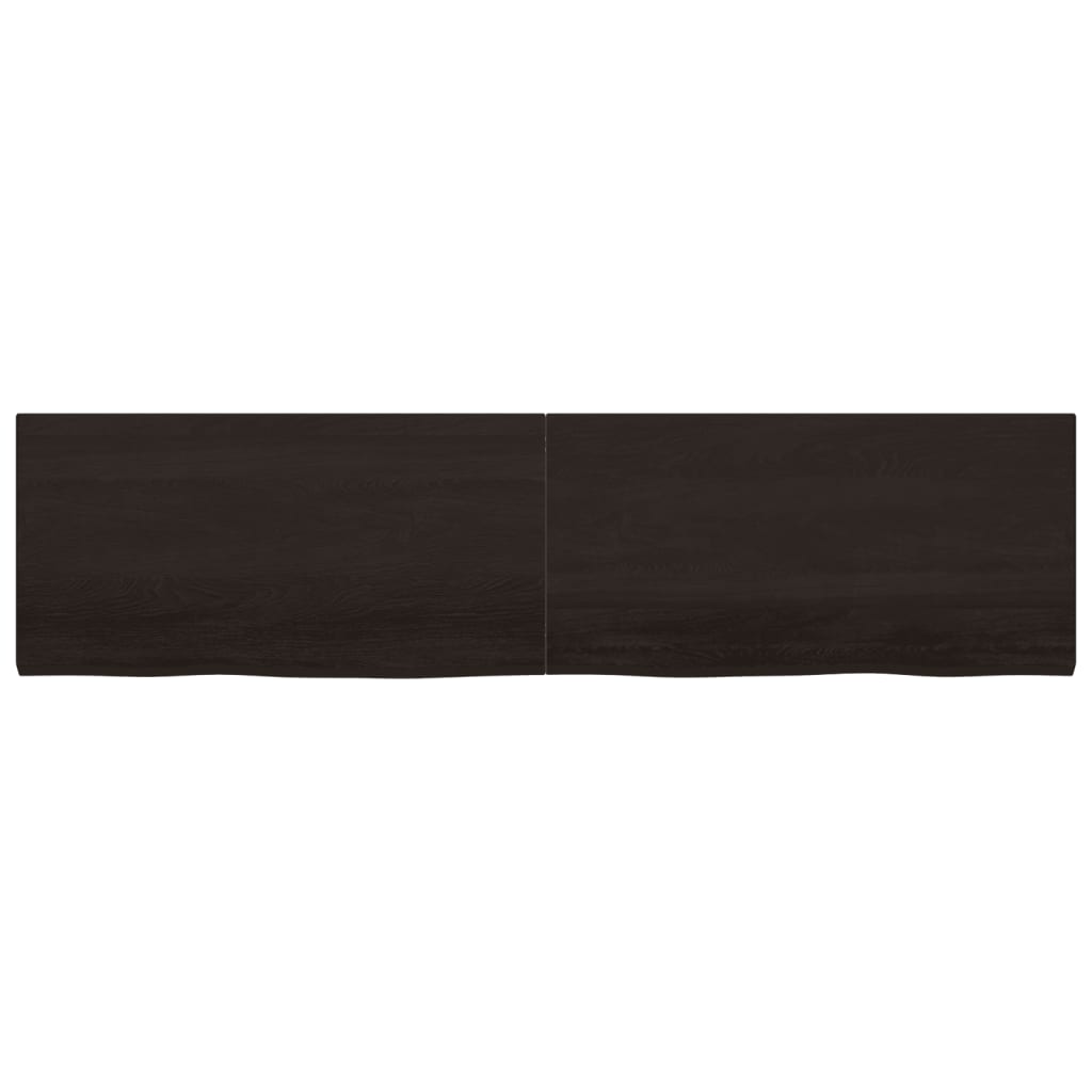 Bordplade til badeværelse 200x50x(2-4) cm massivt træ - mørkebrun, 200 x 50 x 4 cm - number 3.