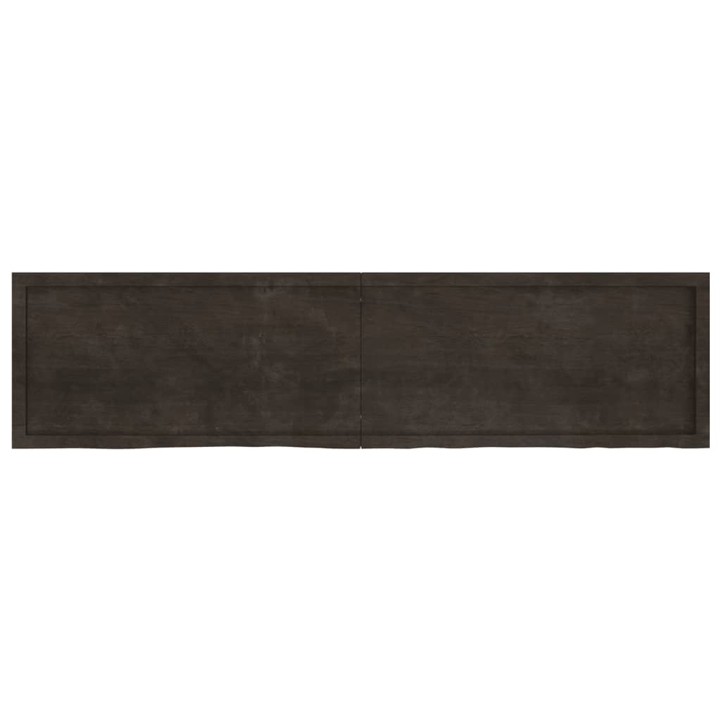 Bordplade til badeværelse 200x50x(2-4) cm massivt træ - mørkebrun, 200 x 50 x 4 cm - number 4.