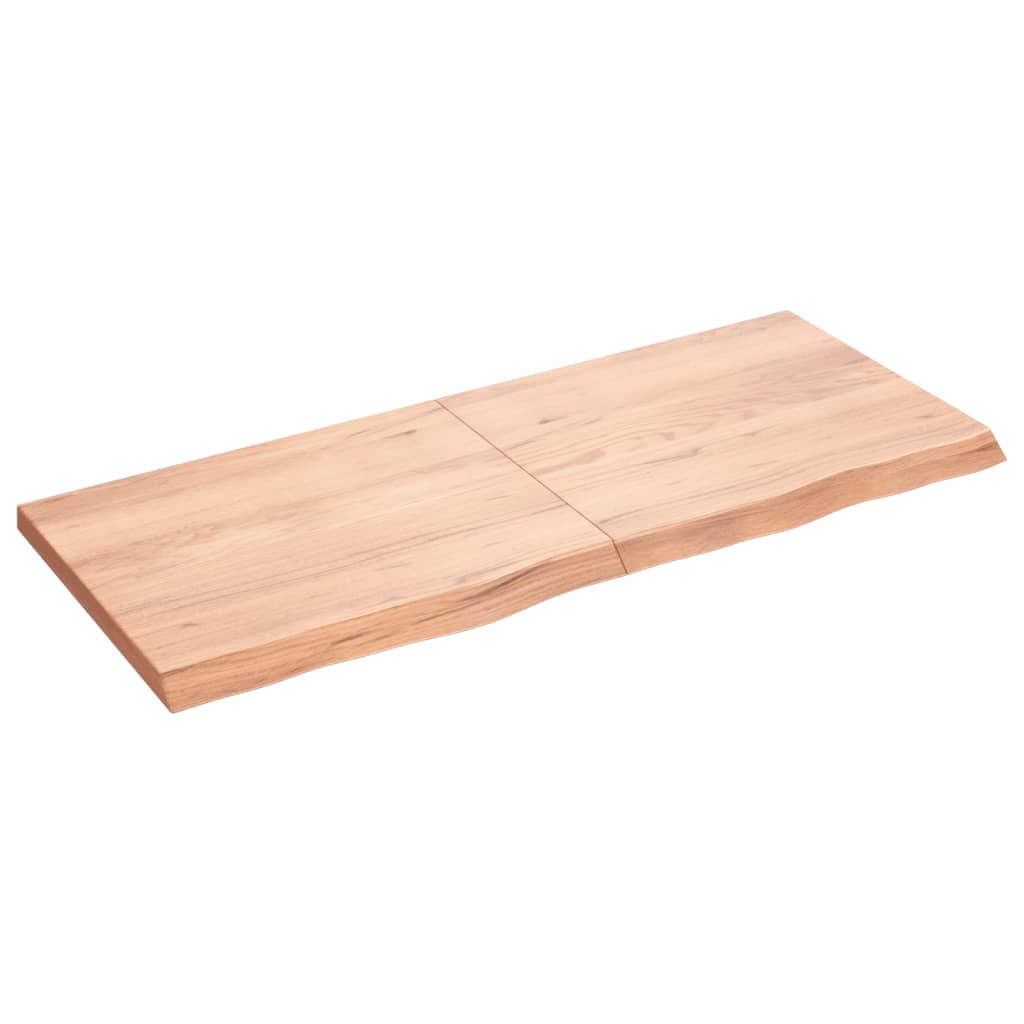 Bordplade til badeværelse 120x50x(2-4) cm massivt træ - lysebrun, 120 x 50 x 4 cm - number 2.