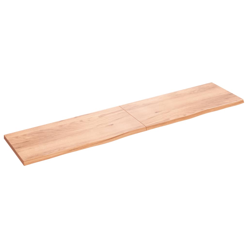 Bordplade til badeværelse 220x50x(2-4) cm massivt træ - lysebrun, 220 x 50 x 4 cm - number 2.