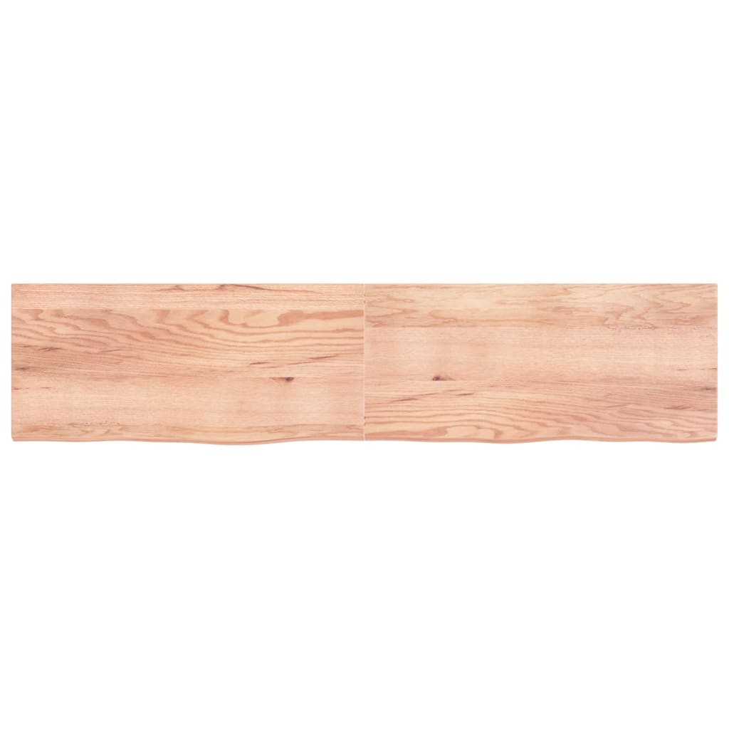 Bordplade til badeværelse 220x50x(2-4) cm massivt træ - lysebrun, 220 x 50 x 4 cm - number 3.