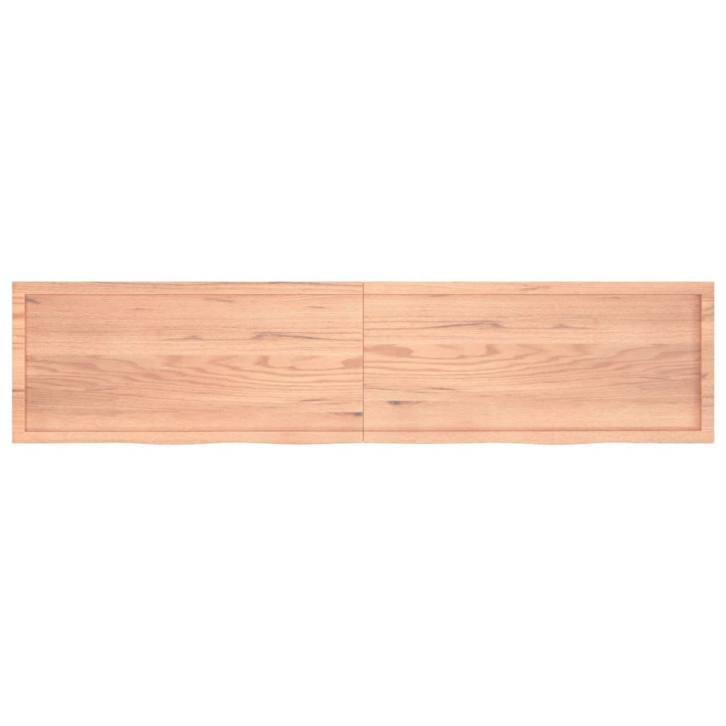 Bordplade til badeværelse 220x50x(2-4) cm massivt træ - lysebrun, 220 x 50 x 4 cm - number 4.