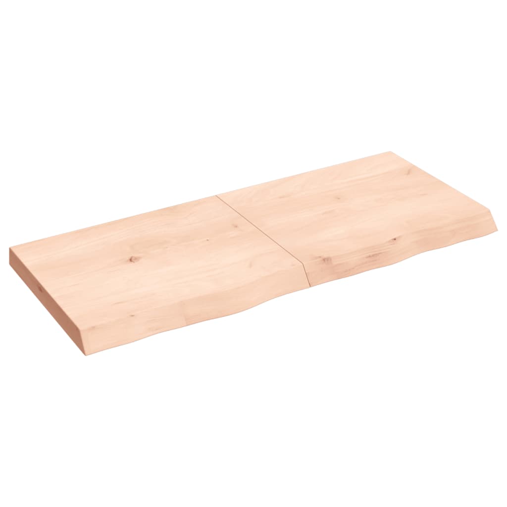 Bordplade til badeværelse 120x50x(2-6)cm massivt træ ubehandlet - naturfarvet, 120 x 50 x 6 cm - number 2.