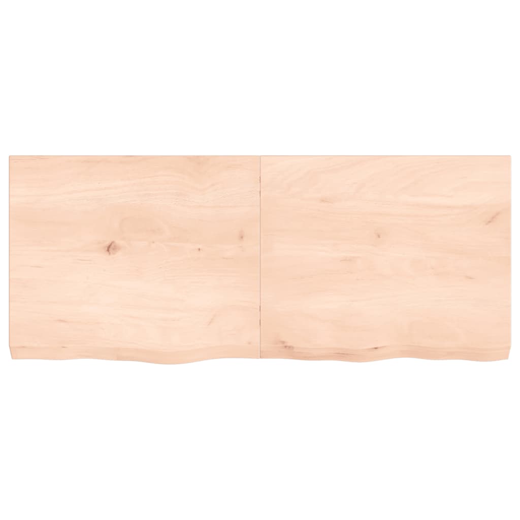 Bordplade til badeværelse 120x50x(2-6)cm massivt træ ubehandlet - naturfarvet, 120 x 50 x 6 cm - number 3.