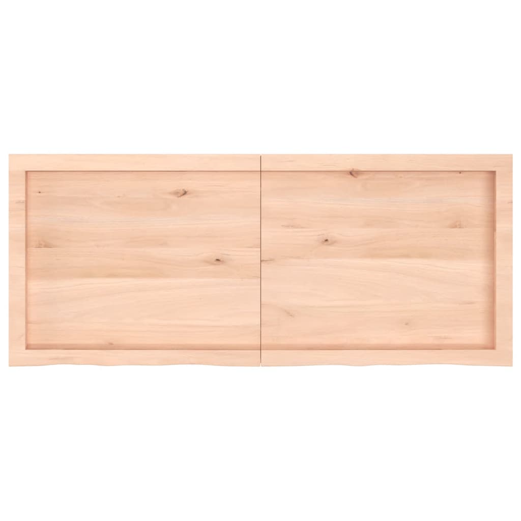 Bordplade til badeværelse 120x50x(2-6)cm massivt træ ubehandlet - naturfarvet, 120 x 50 x 6 cm - number 4.