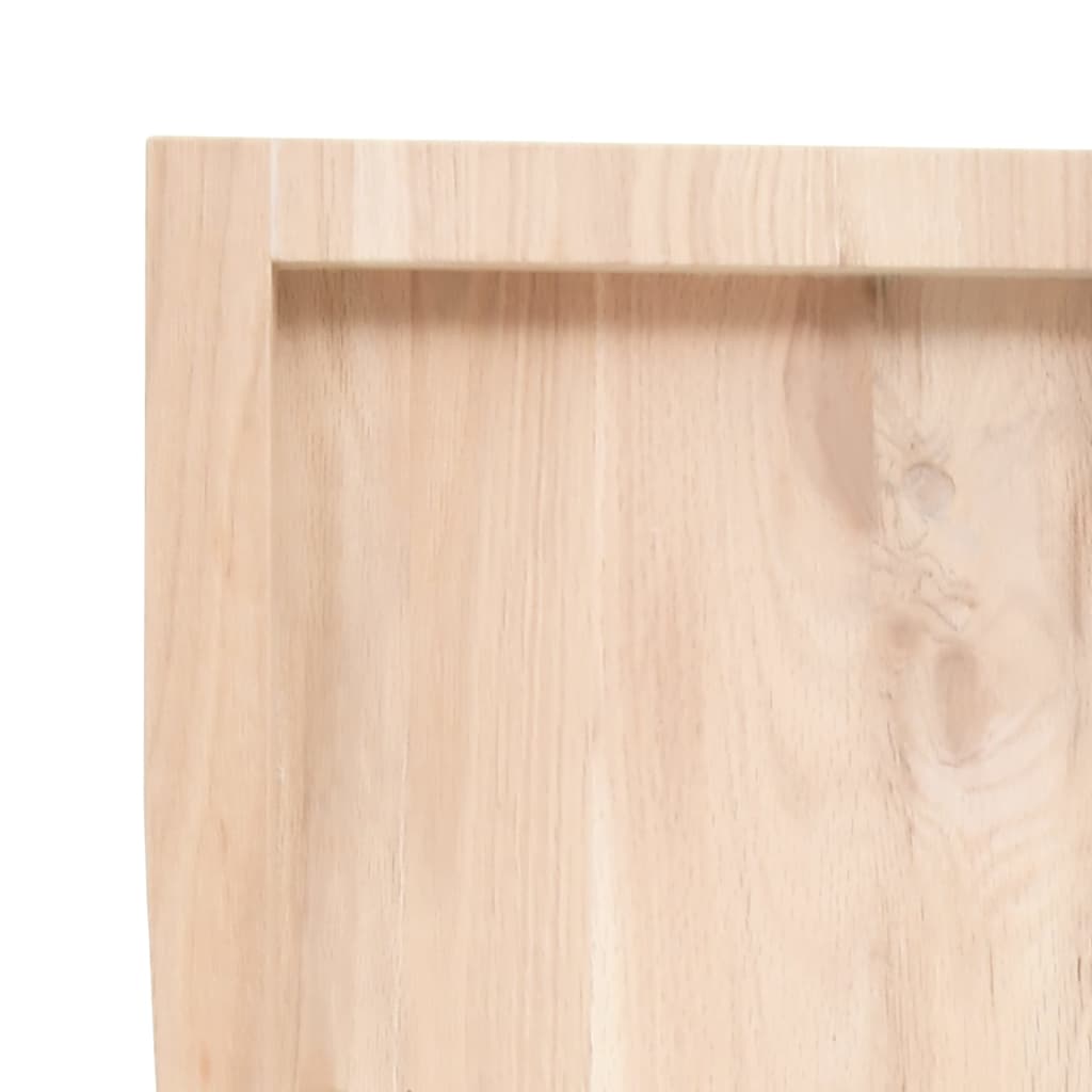 Bordplade til badeværelse 120x50x(2-6)cm massivt træ ubehandlet - naturfarvet, 120 x 50 x 6 cm - number 6.