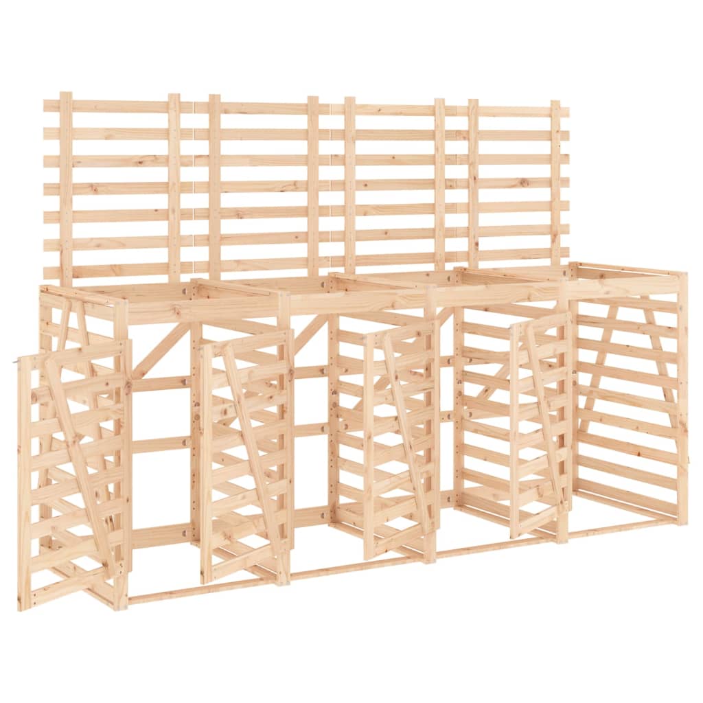 Firdobbelt skraldespandsskjuler massivt fyrretræ - fyrretræ naturlig, 1 - number 2.