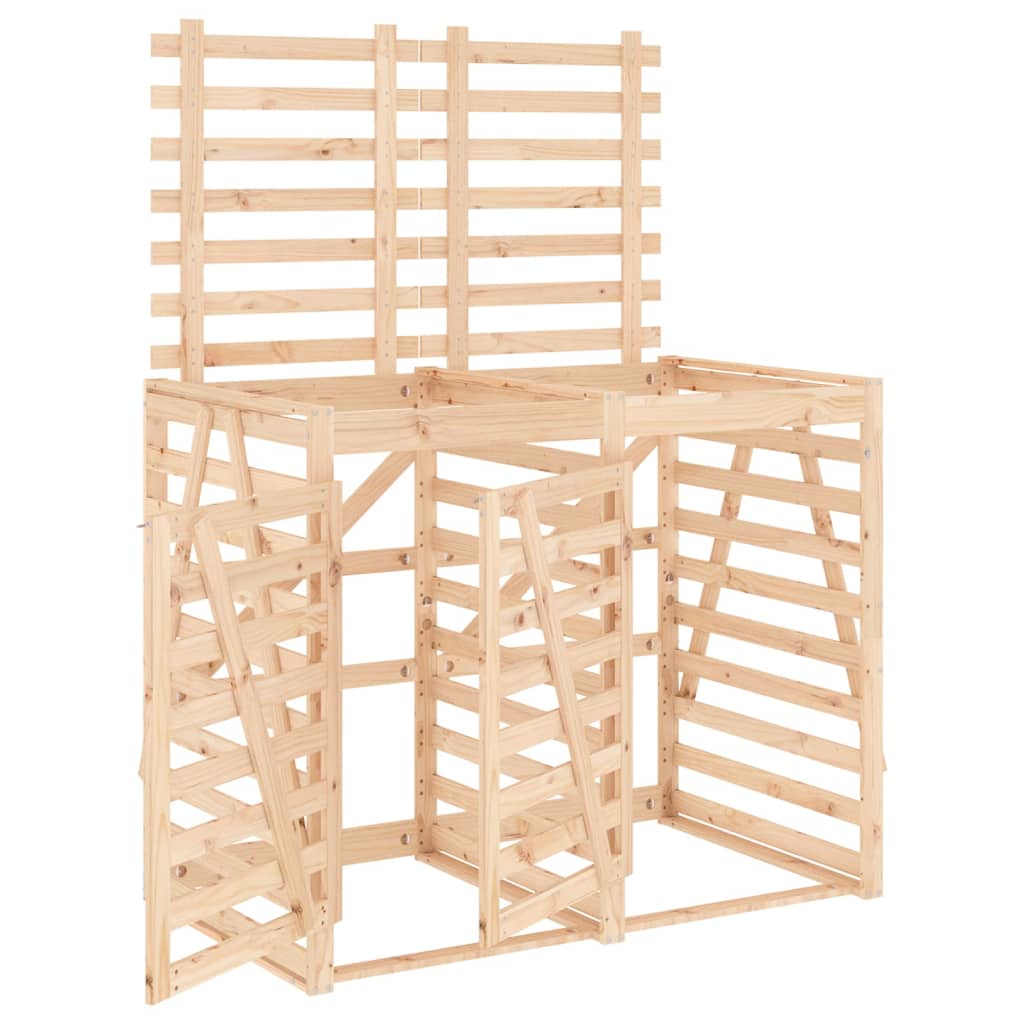 Dobbelt skraldespandsskjuler massivt fyrretræ - fyrretræ naturlig, 1 - number 2.