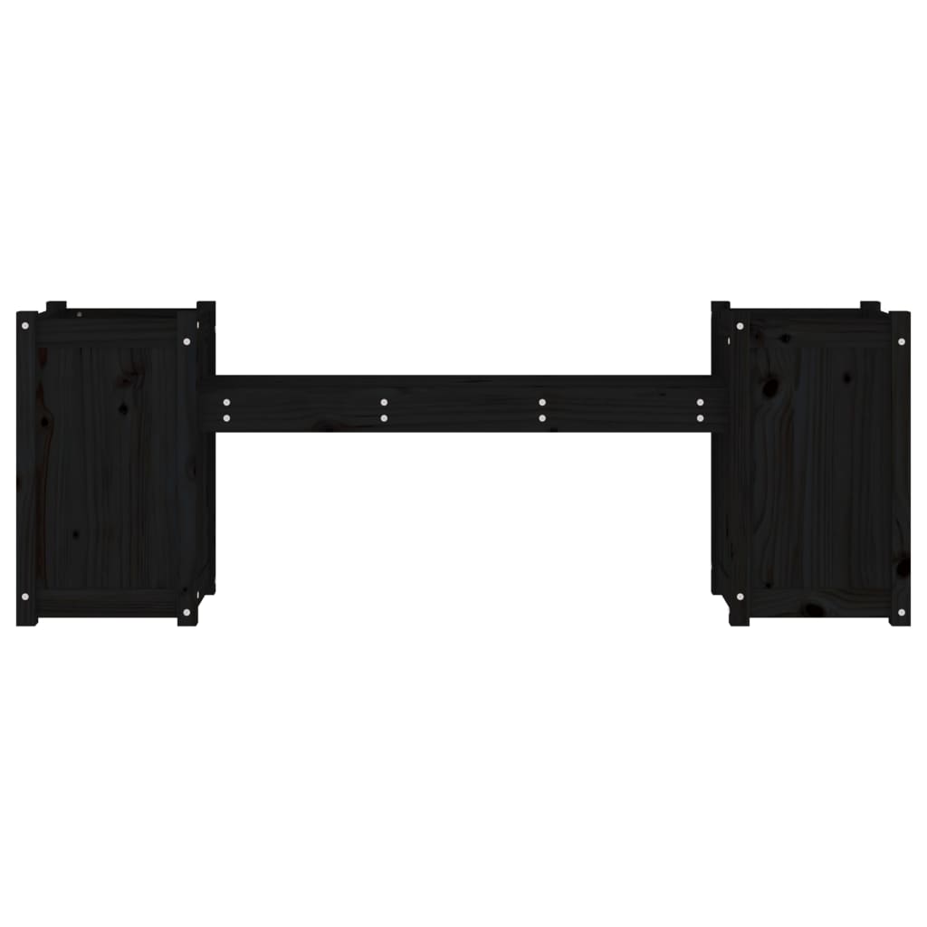 Bænk med plantekasser 180x36x63 cm massivt - fyrretræ sort, 1 - number 4.