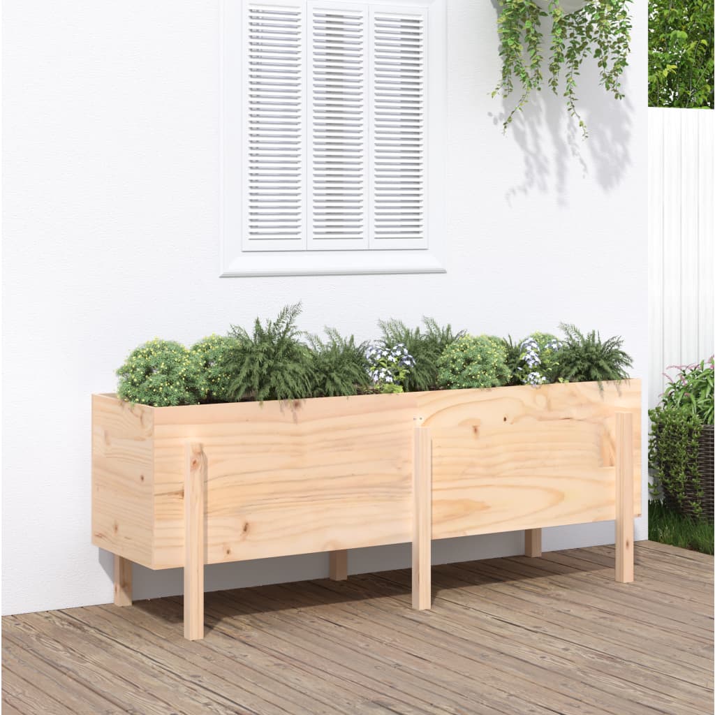 Raised bed solid pine - pine white, 119.5 x 82.5 x 78 cm, 1 - number 1.