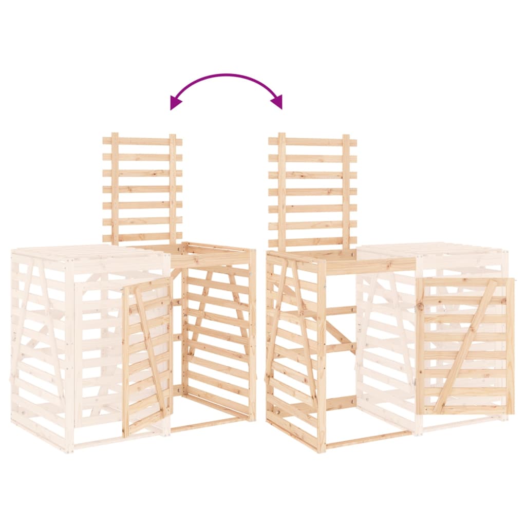 Udvidelse til skraldespandsskjuler massivt fyrretræ - fyrretræ naturlig, 78 x 91.5 x 128.5 cm, 1 - number 9.