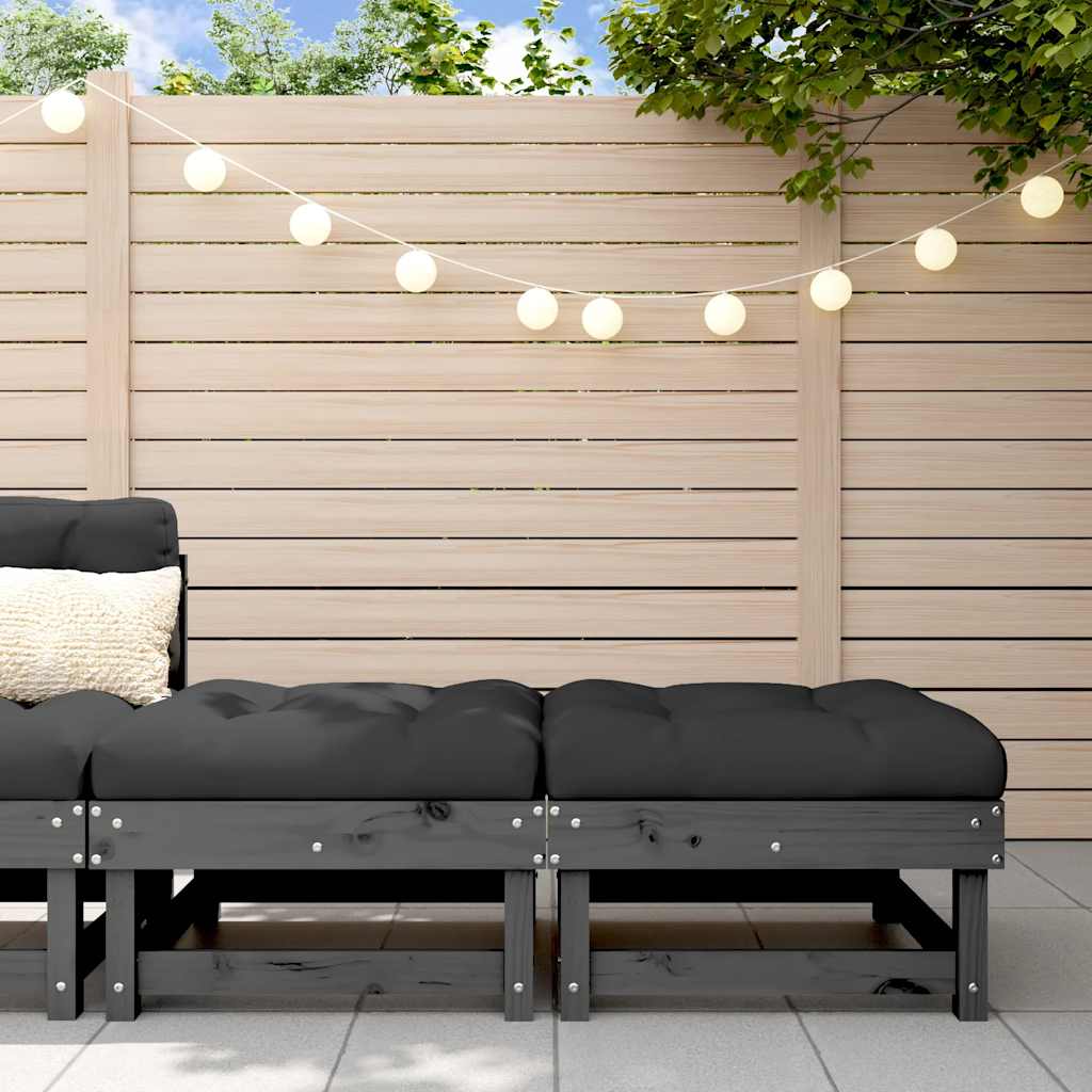 Fodskammel til haven 2 stk. med hynder massivt - fyrretræ grå, 1, 2x fodskammel - number 1.