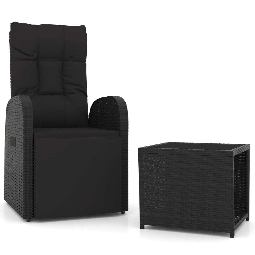 Lounge set for garden 2 delar polyrattan och steel black - number 2.