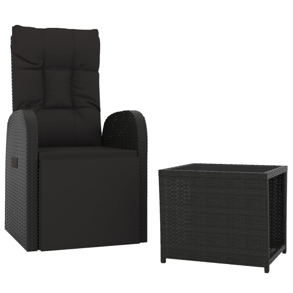 Lounge set for garden 2 delar polyrattan och steel black - number 3.