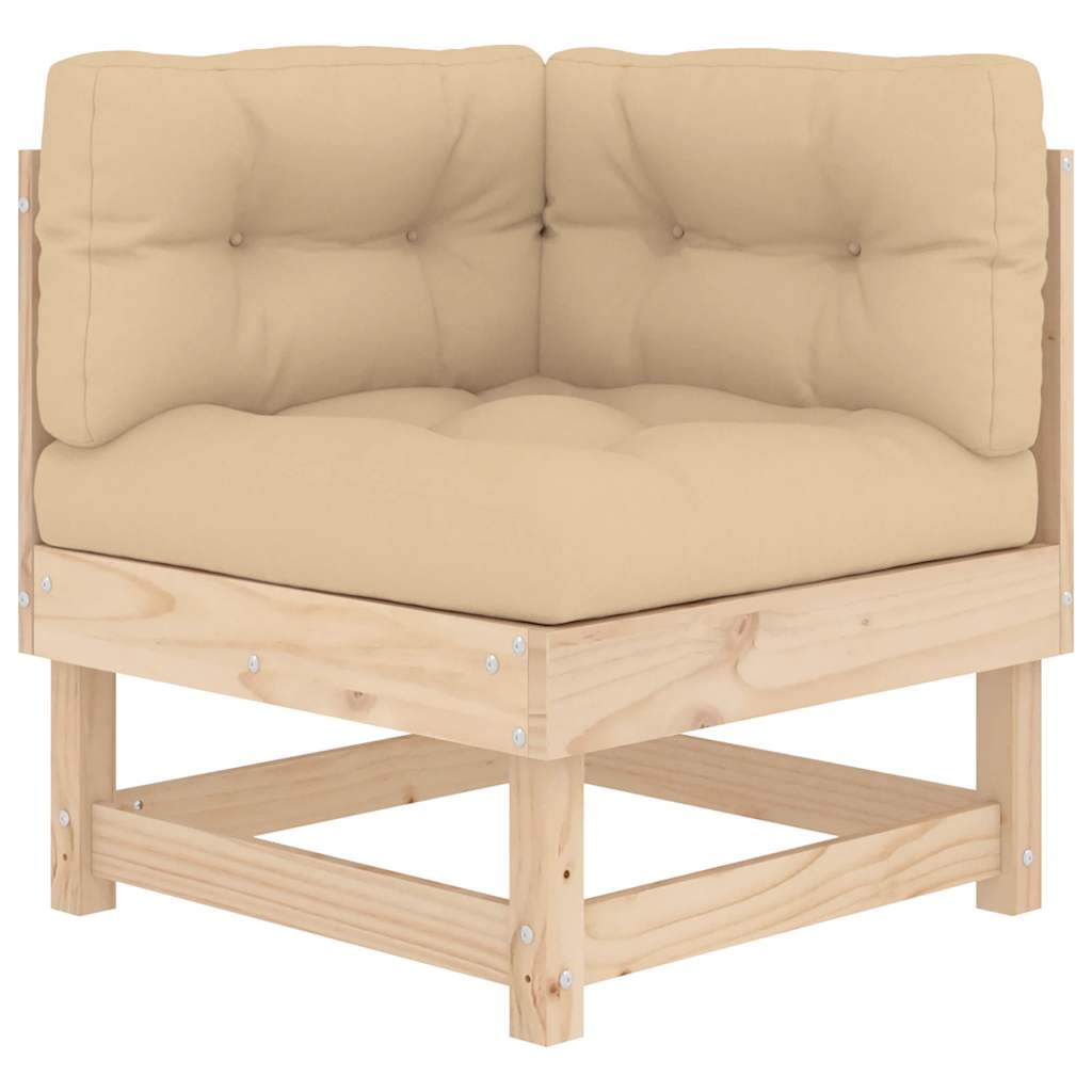 Hjørnemoduler til havesofa 2 stk. med hynder massivt fyrretræ - fyrretræ naturlig, 1, 2x hjørnedel - number 4.