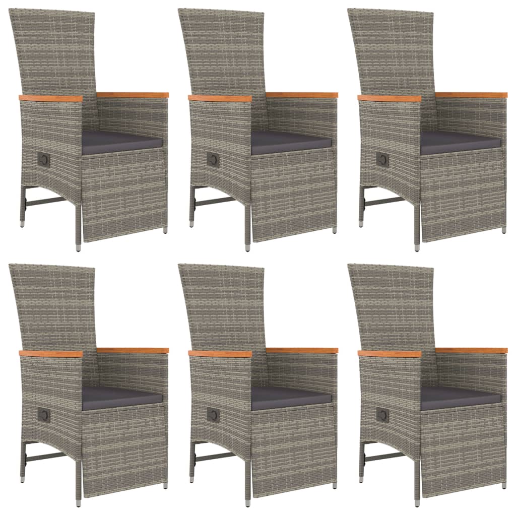 Spisebordsett for hagedelene med puter polyrattangrå - 150 cm bordlengde, 7, ooo 1, 6 - number 4.