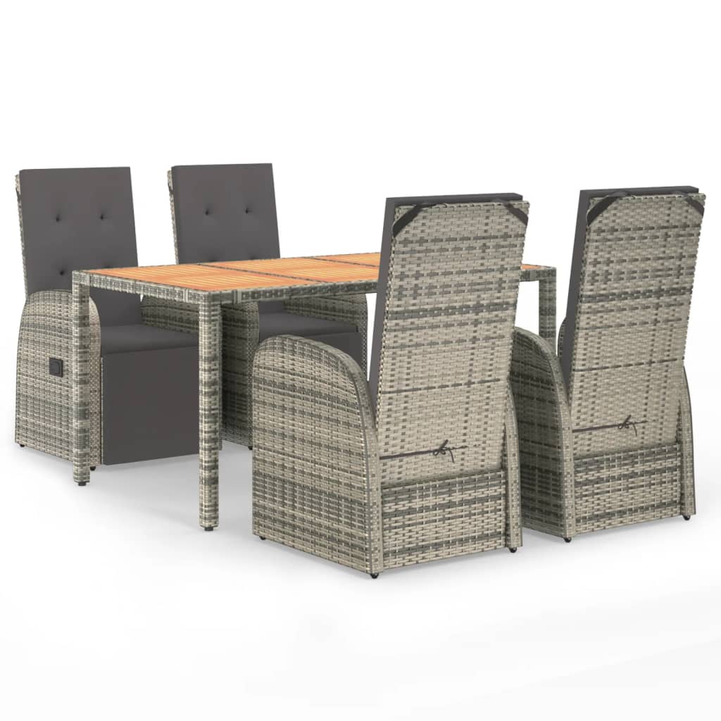 Spisebordssæt til haven dele med hynder polyrattan grå - 150 cm bordlængde, 5, ooo 1, 4 - number 2.