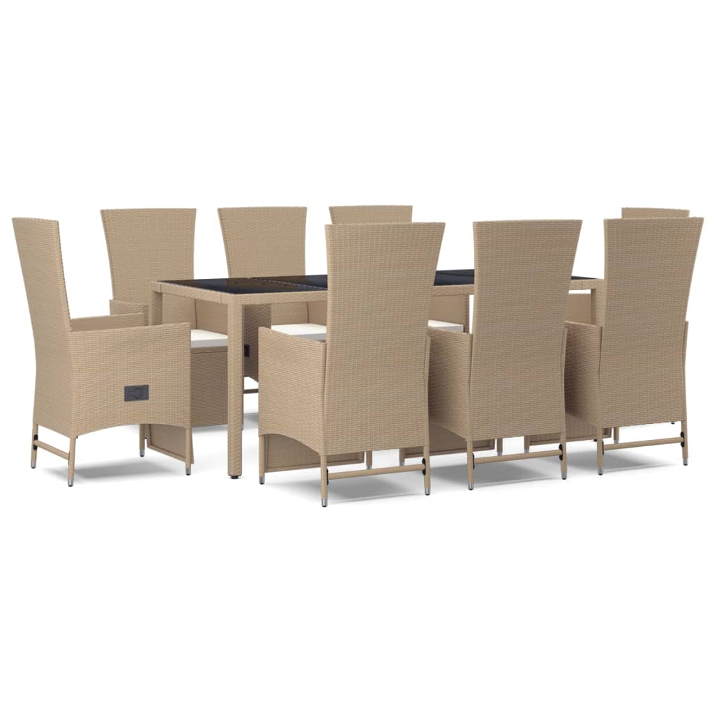 Spisebordssæt til haven dele med hynder polyrattan beige - 190 cm bordlængde, 9, ooo 1, 8 - number 2.