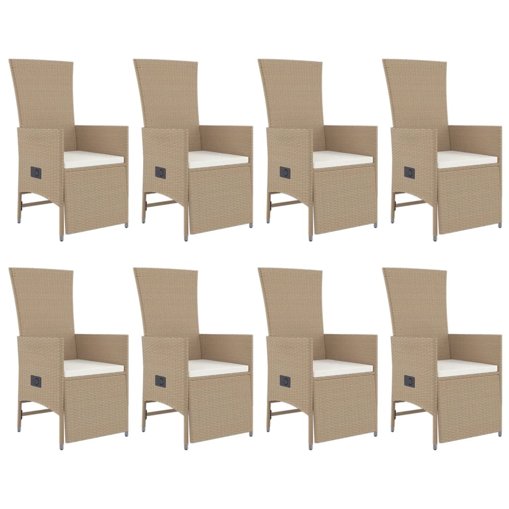 Spisebordssæt til haven dele med hynder polyrattan beige - 190 cm bordlængde, 9, ooo 1, 8 - number 4.