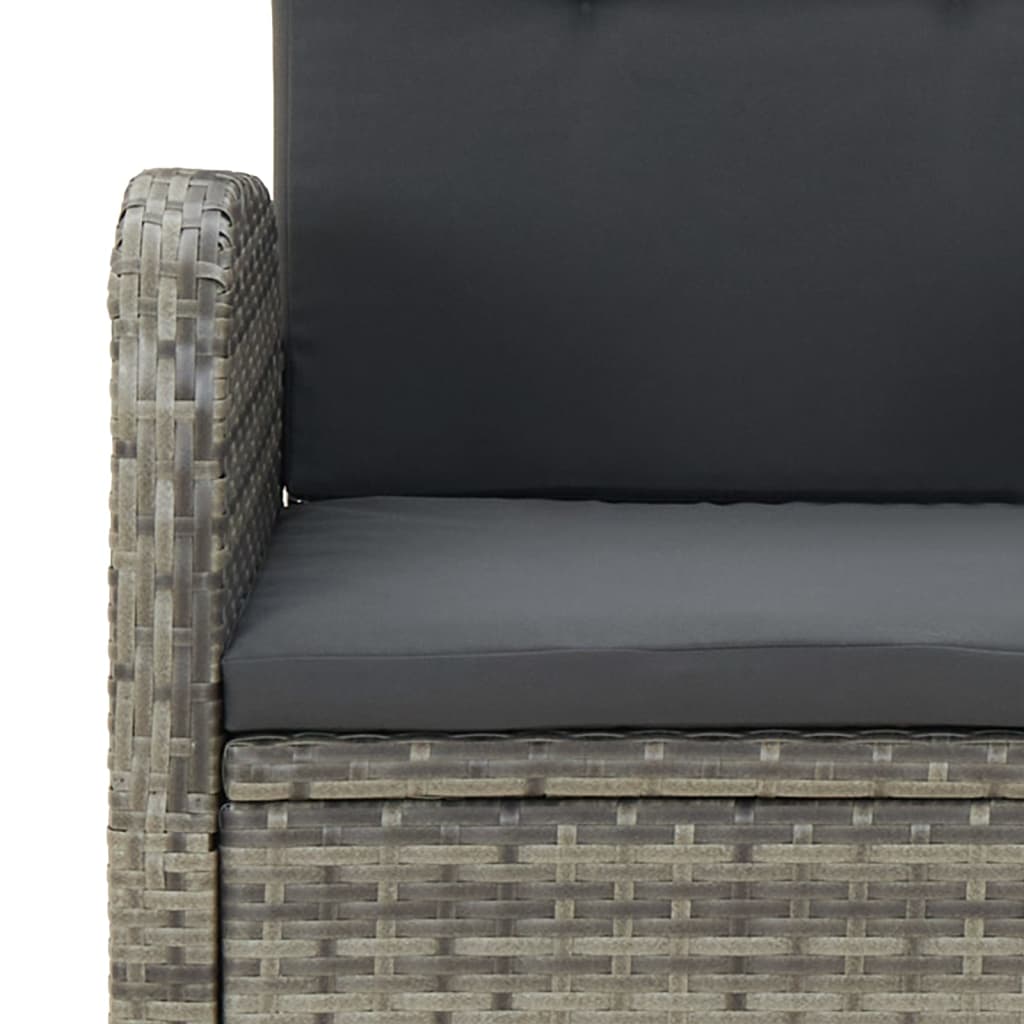 Blagovaonski stolni set za vrt 5 dijelova s jastucima poliratan sivi - 90 cm dužina stola, 1, 4x stolica + stol - number 7.