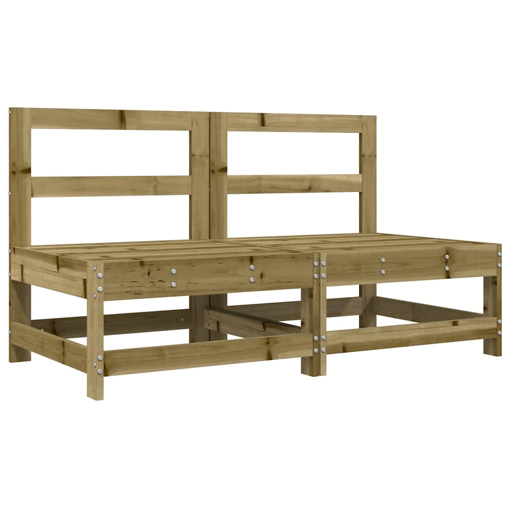 Midtermoduler til sofa 2 stk. med hynder imprægneret fyrretræ - naturlig imprægnering, 1, 2x midterdel - number 3.