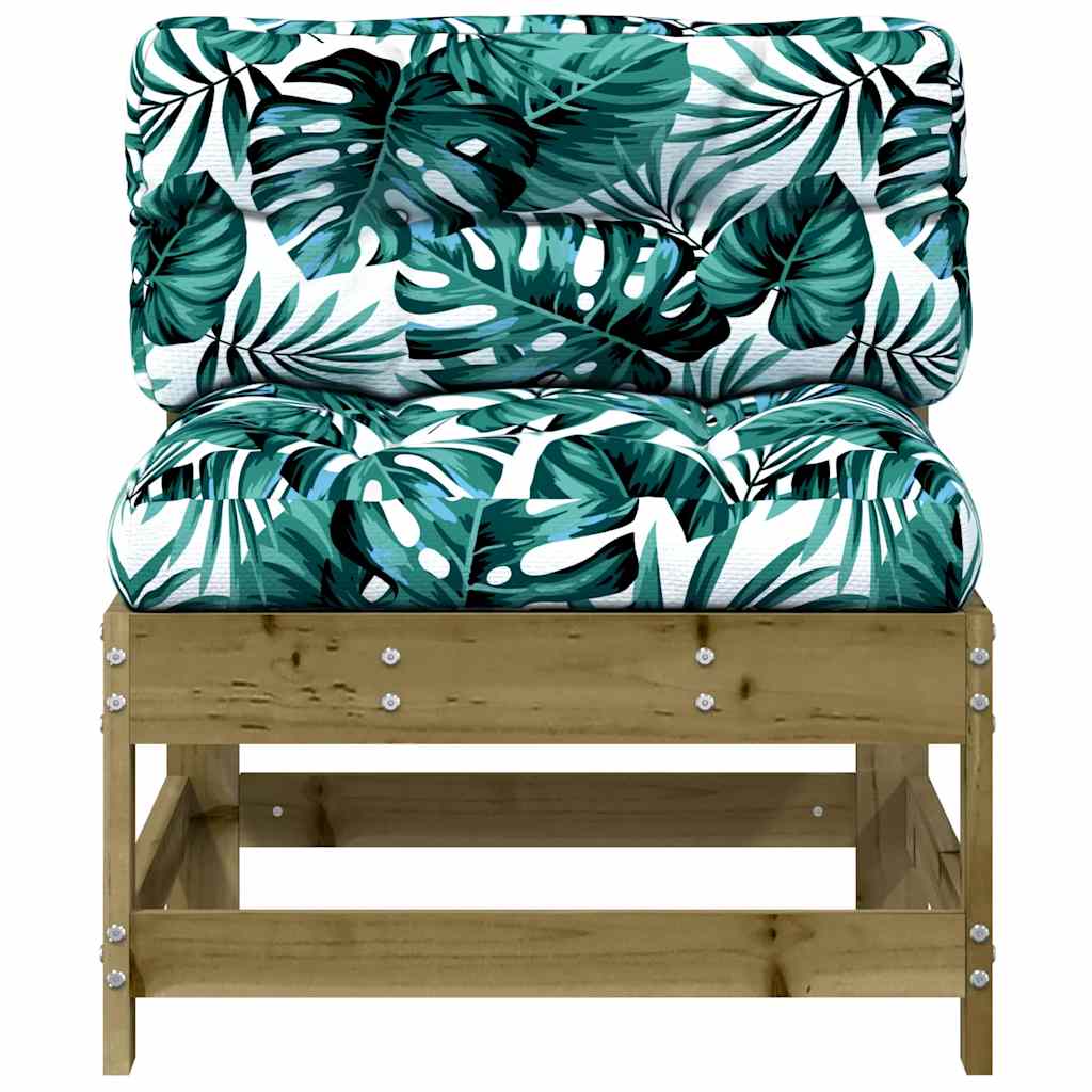 Midtermoduler til sofa 2 stk. med hynder imprægneret fyrretræ - naturlig imprægnering, 1, 2x midterdel - number 5.