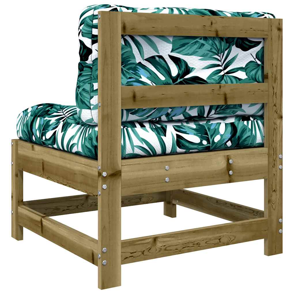 Midtermoduler til sofa 2 stk. med hynder imprægneret fyrretræ - naturlig imprægnering, 1, 2x midterdel - number 7.