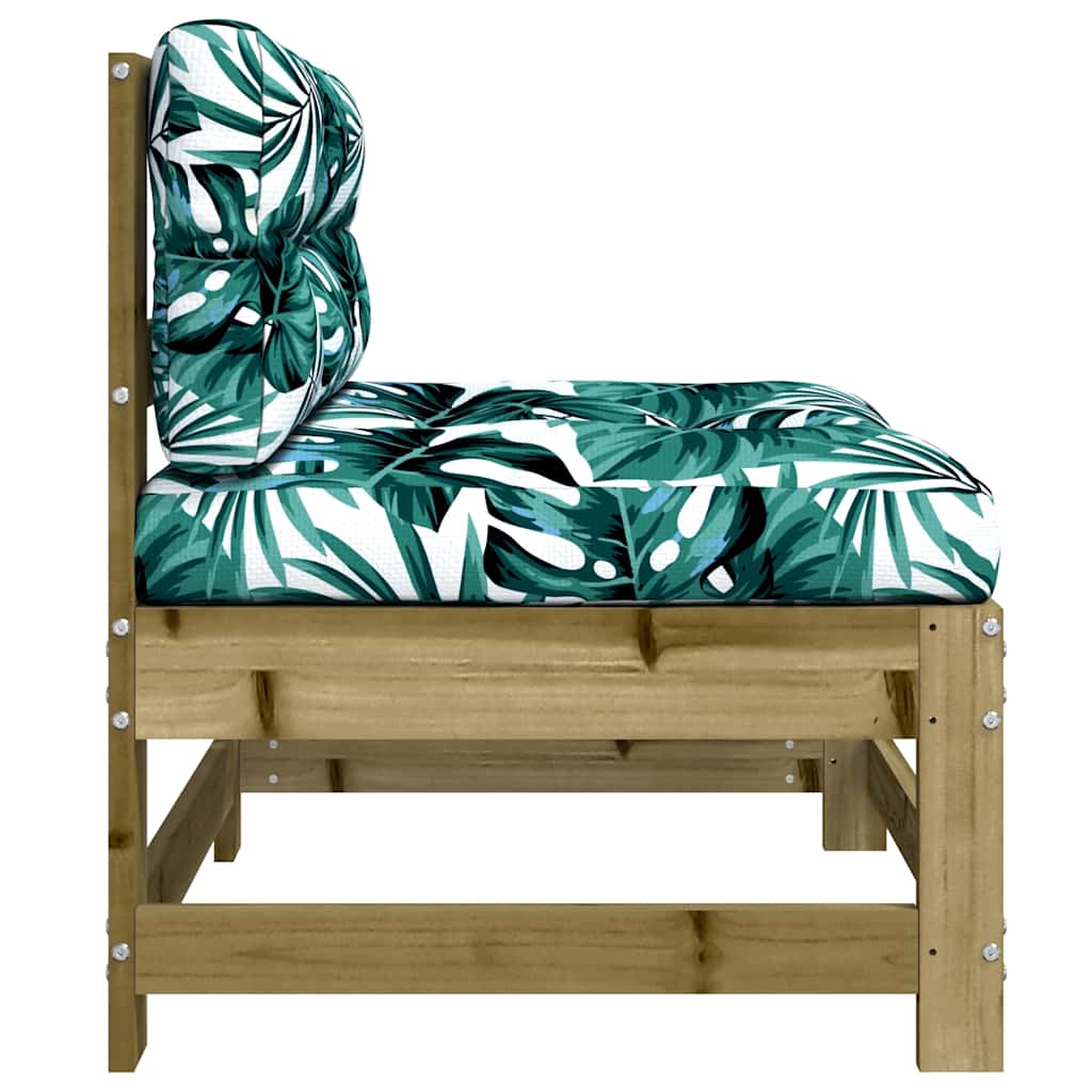 Midtermoduler til sofa 2 stk. med hynder imprægneret fyrretræ - naturlig imprægnering, 1, 2x midterdel - number 6.