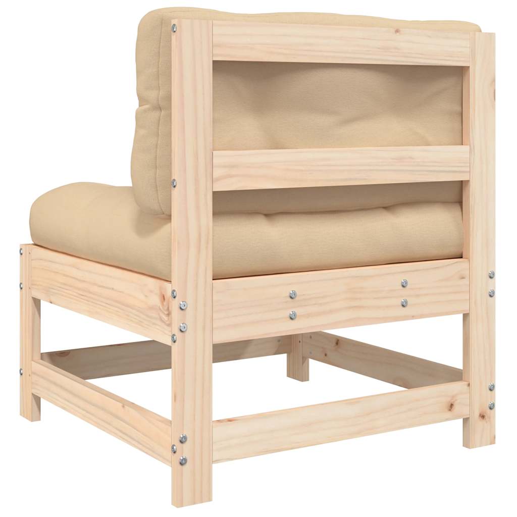 Srednji moduli za vrtnu sofu 2 kom. sa jastucima masivni bor - bor prirodni, 1, 2x srednji dio - number 7.