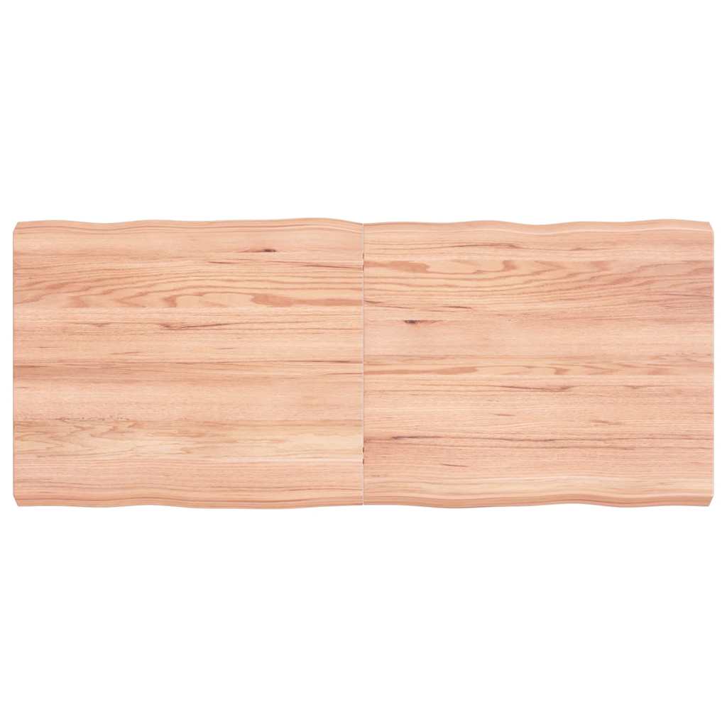 Bordplade 120x50x(2-6) cm naturlig kant behandlet træ - lysebrun, 120 x 50 x 6 cm, 1 - number 1.