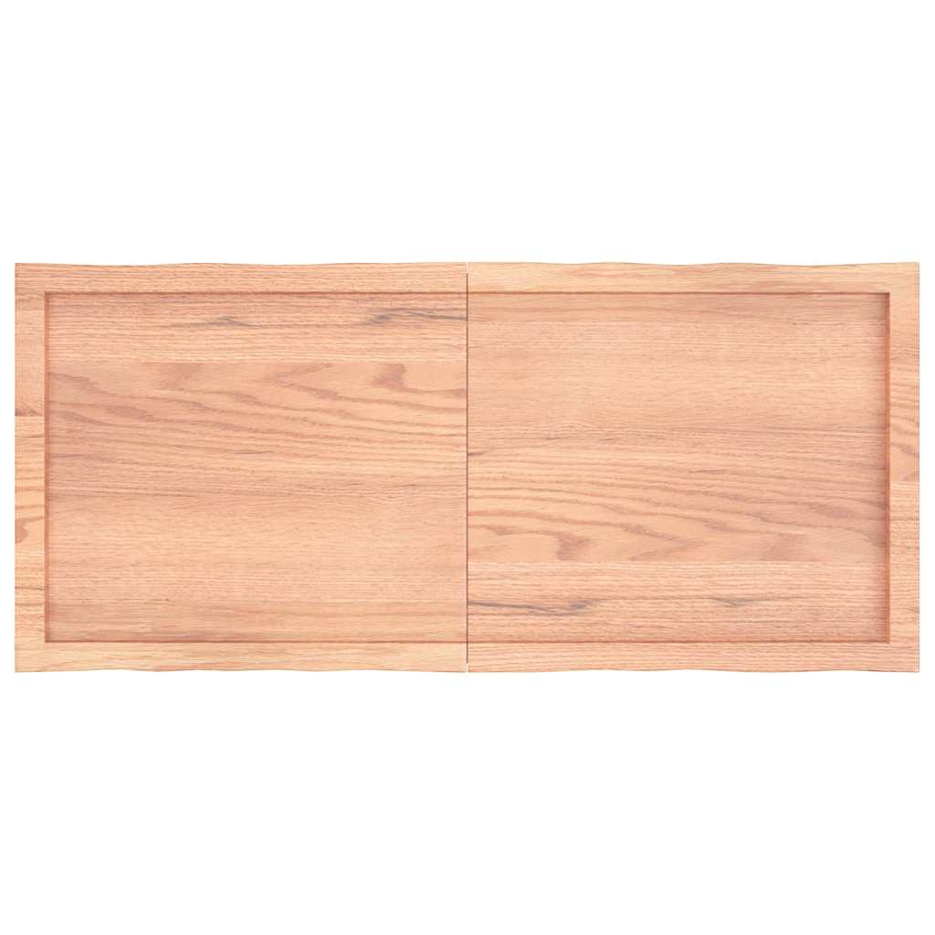 Bordplade 120x50x(2-6) cm naturlig kant behandlet træ - lysebrun, 120 x 50 x 6 cm, 1 - number 4.