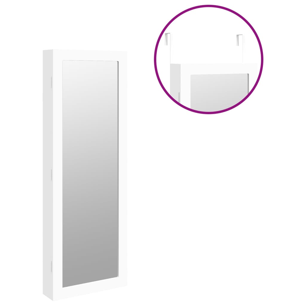 Armario joyero de pared con espejo 37,5x10x106 cm - blanco, 37,5 x 10 x 106 cm, 1 - number 9.