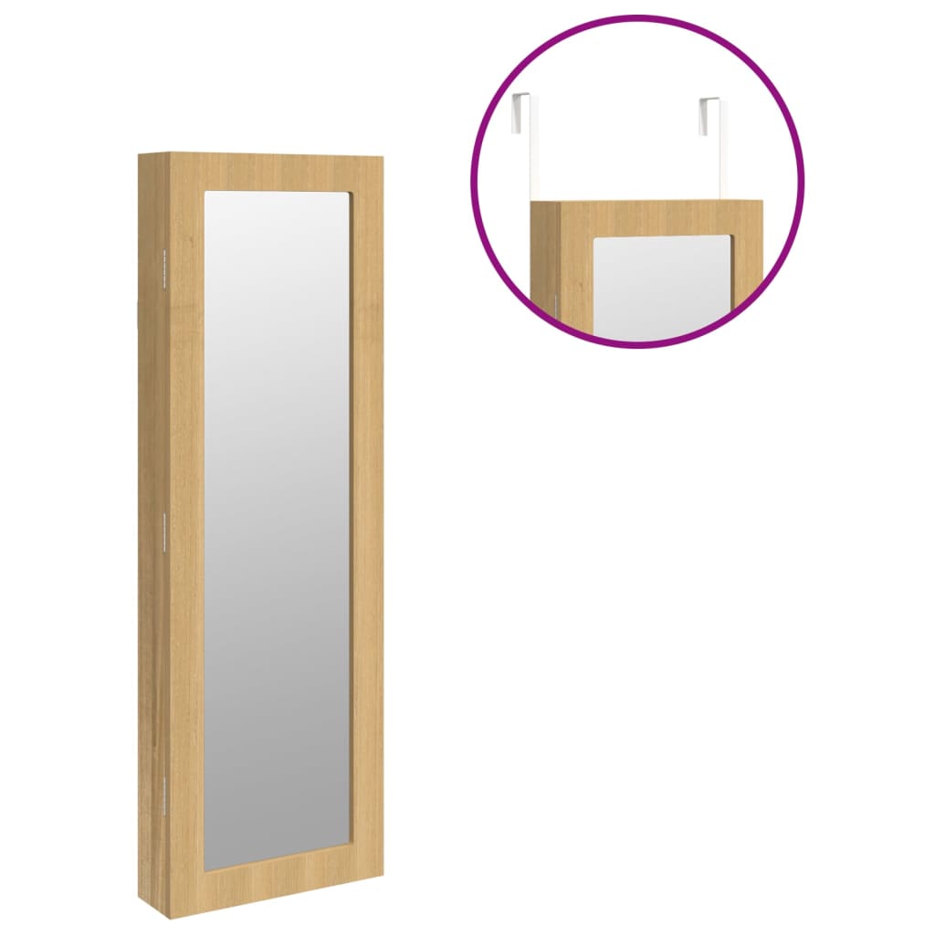 Væghængt smykkeskab med spejl 30x8,5x90 cm - brun, 1 - number 9.