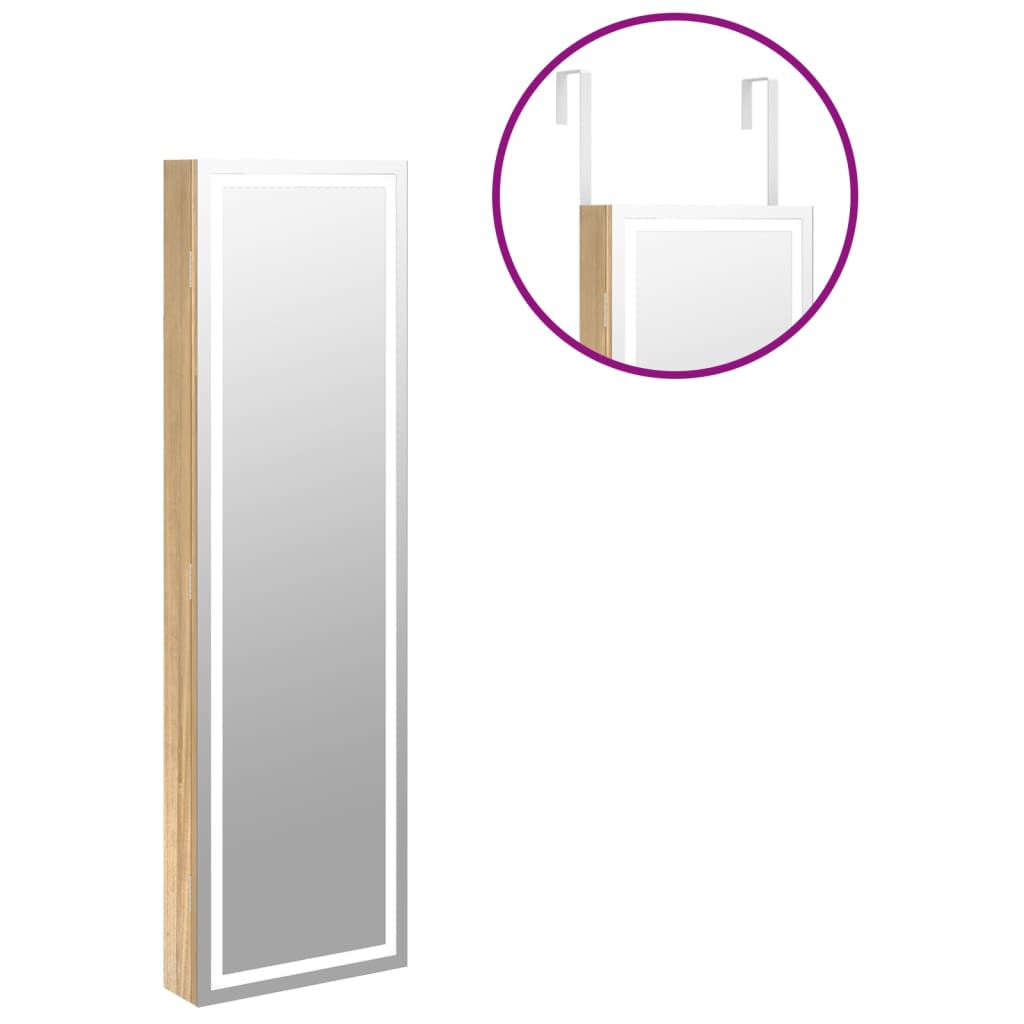 Wall-mounted mirror cabinet with led light - brown, 1 - number 8.