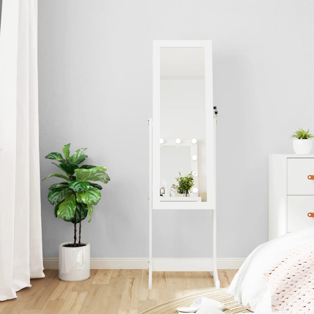 Jewelry cabinet with mirror and led light freestanding - white, 1 - number 1.