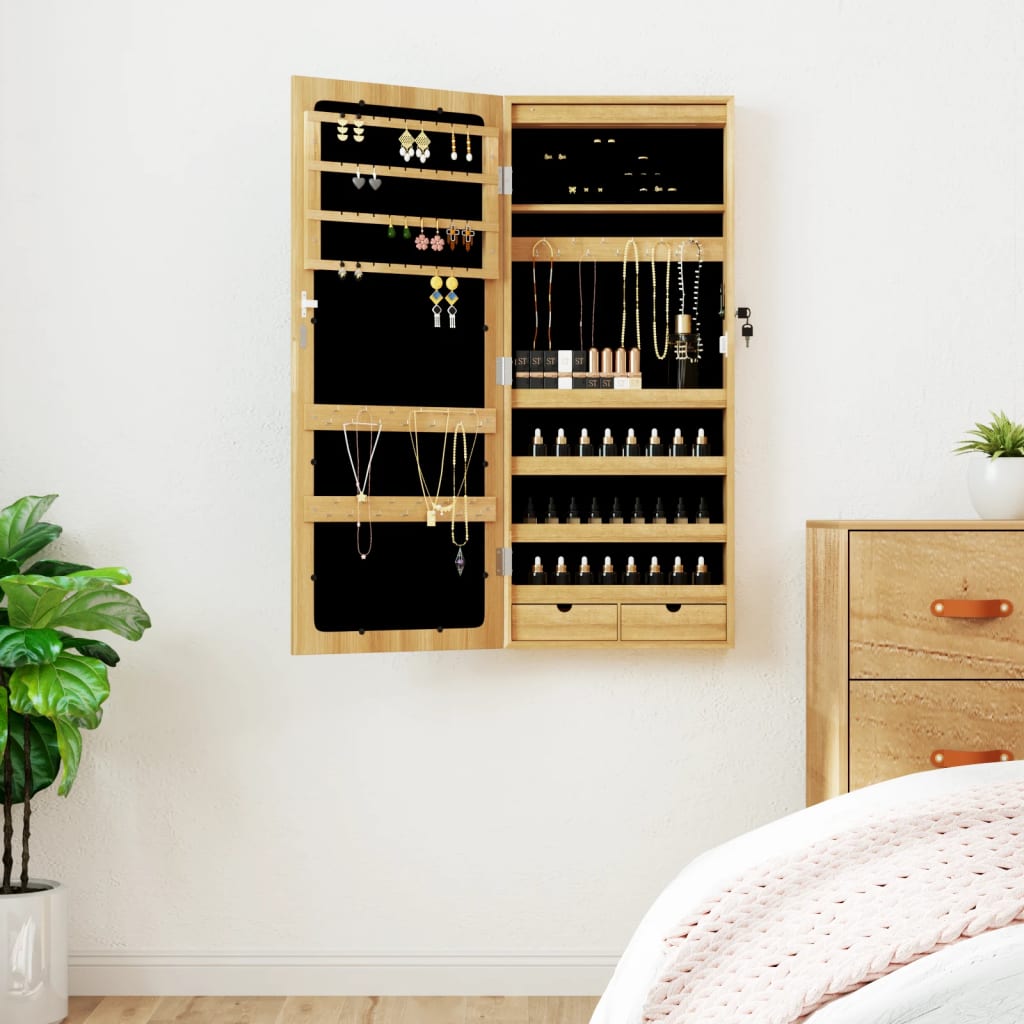 Wall-mounted mirror cabinet with led lights - brown, 1 - number 1.