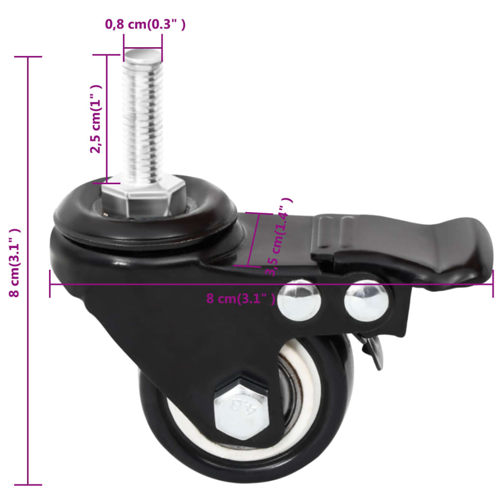 Wheels for plant box 4 pcs. 8x3.5x8 cm iron black - number 11.