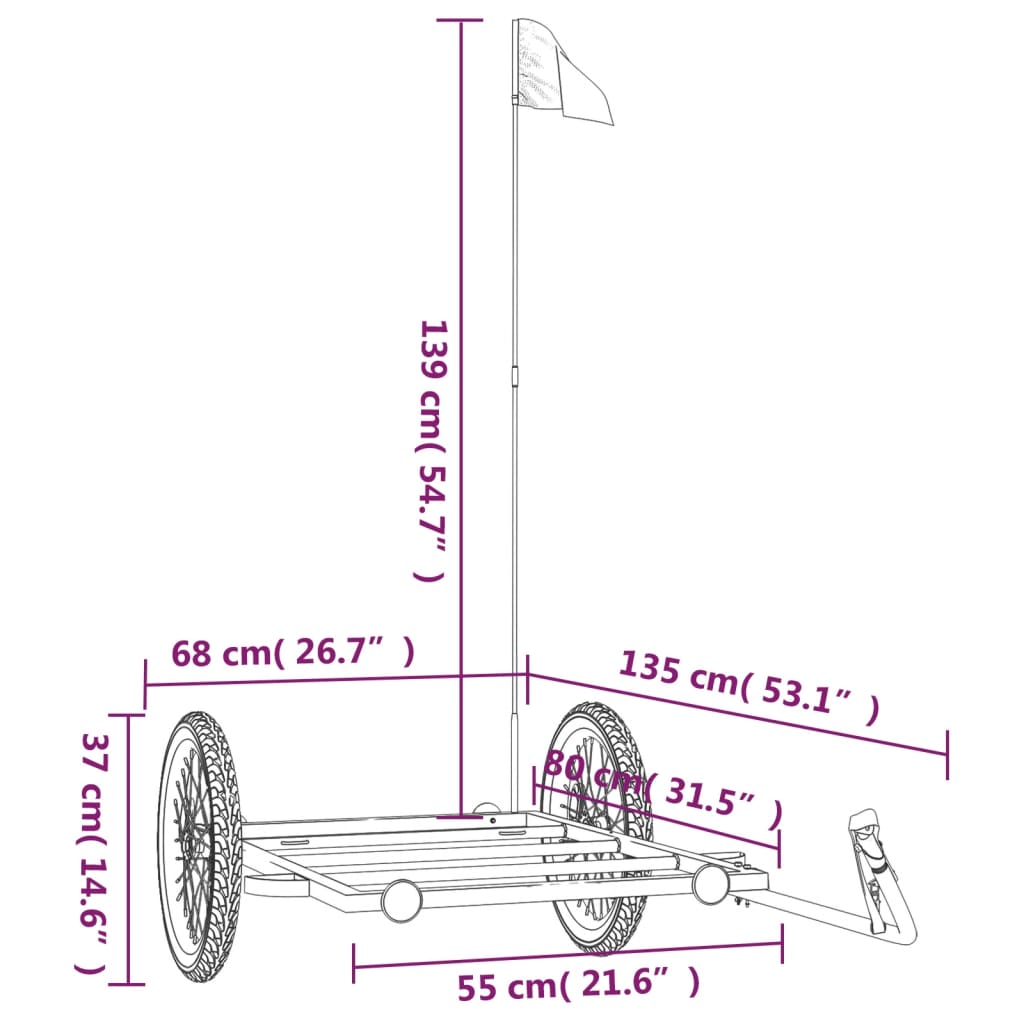 Cykelanhænger jern sort - 135 x 68 x 37 cm - number 10.