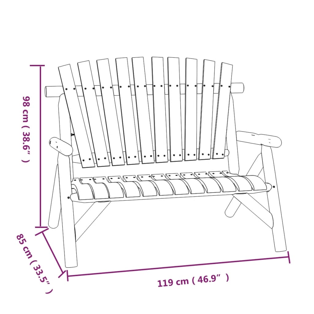 Loungesæt til haven 5 dele massivt grantræ - mørkebrun, 2x chair + 2x bench + table, 1 - number 8.