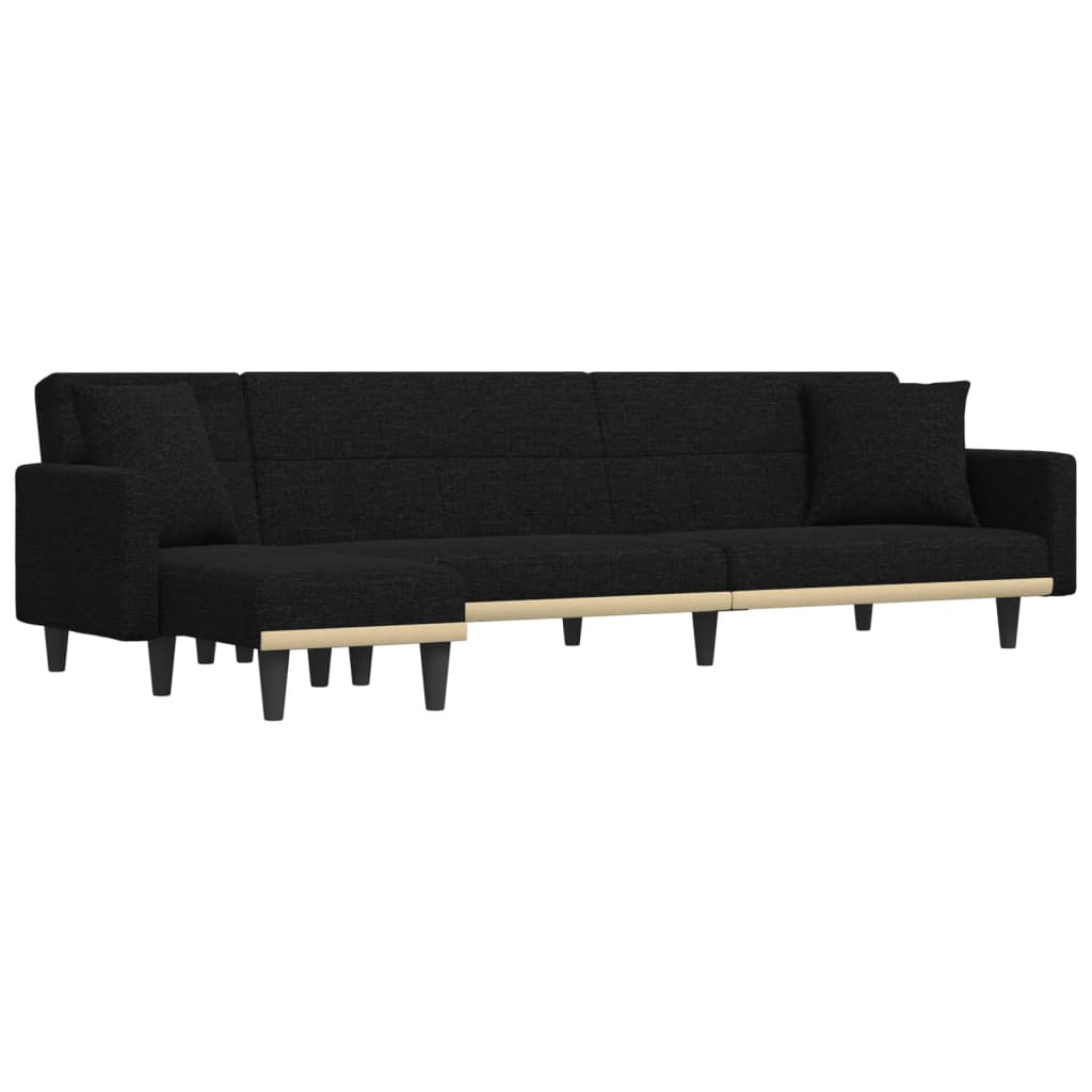 L -formet sofa seng 275x140x70 cm stoff - svart - number 2.