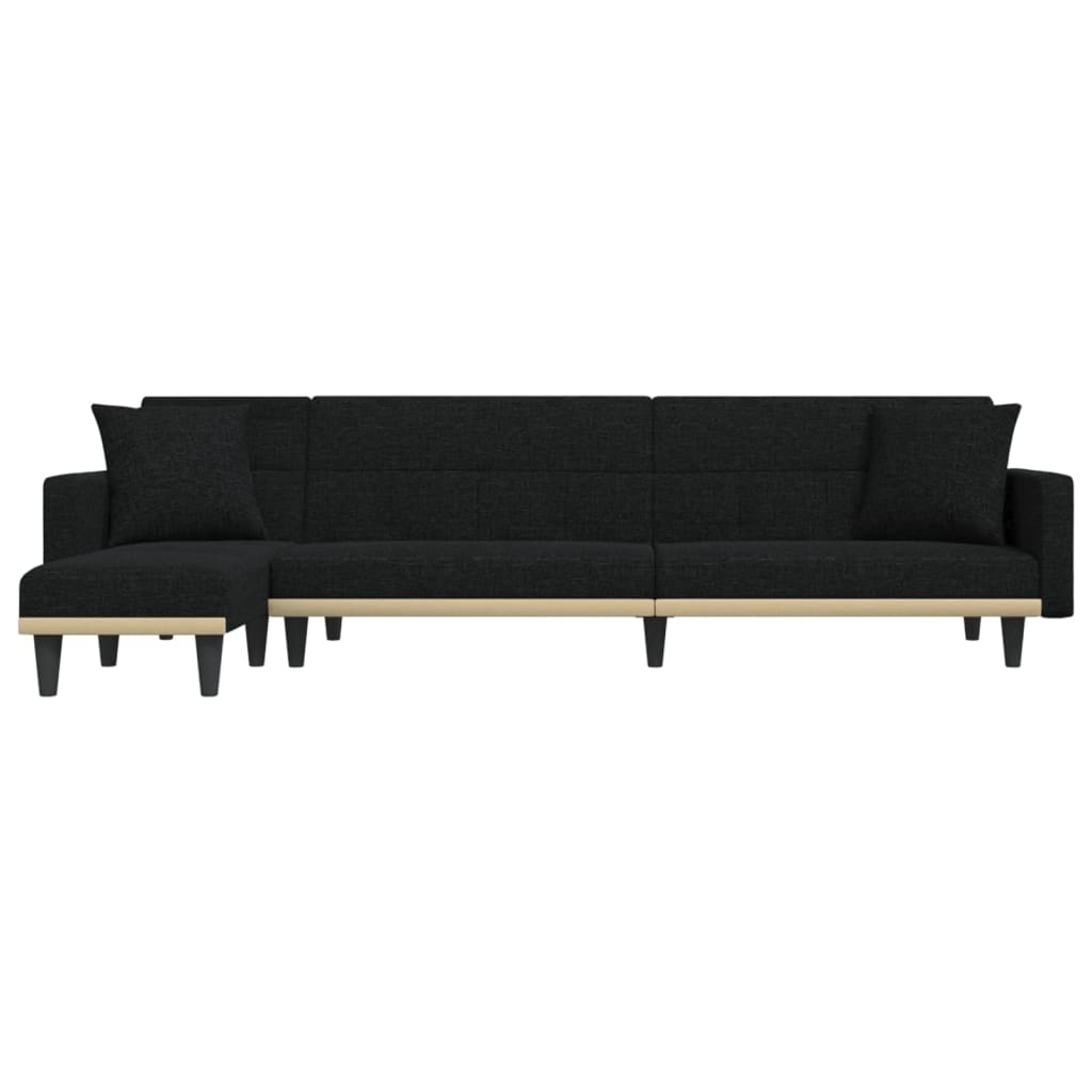 L -formet sofa seng 275x140x70 cm stoff - svart - number 3.