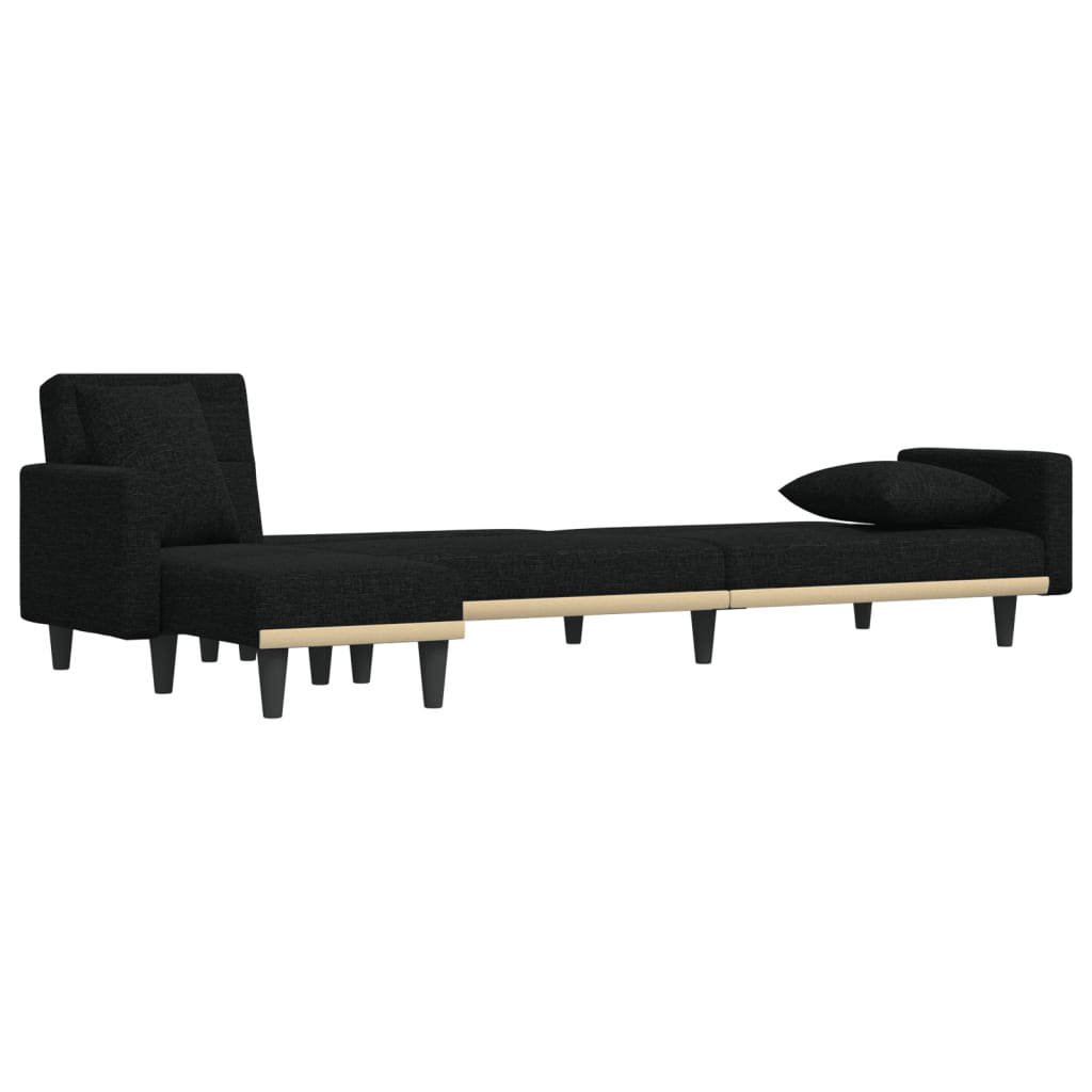 L -formet sofa seng 275x140x70 cm stoff - svart - number 4.