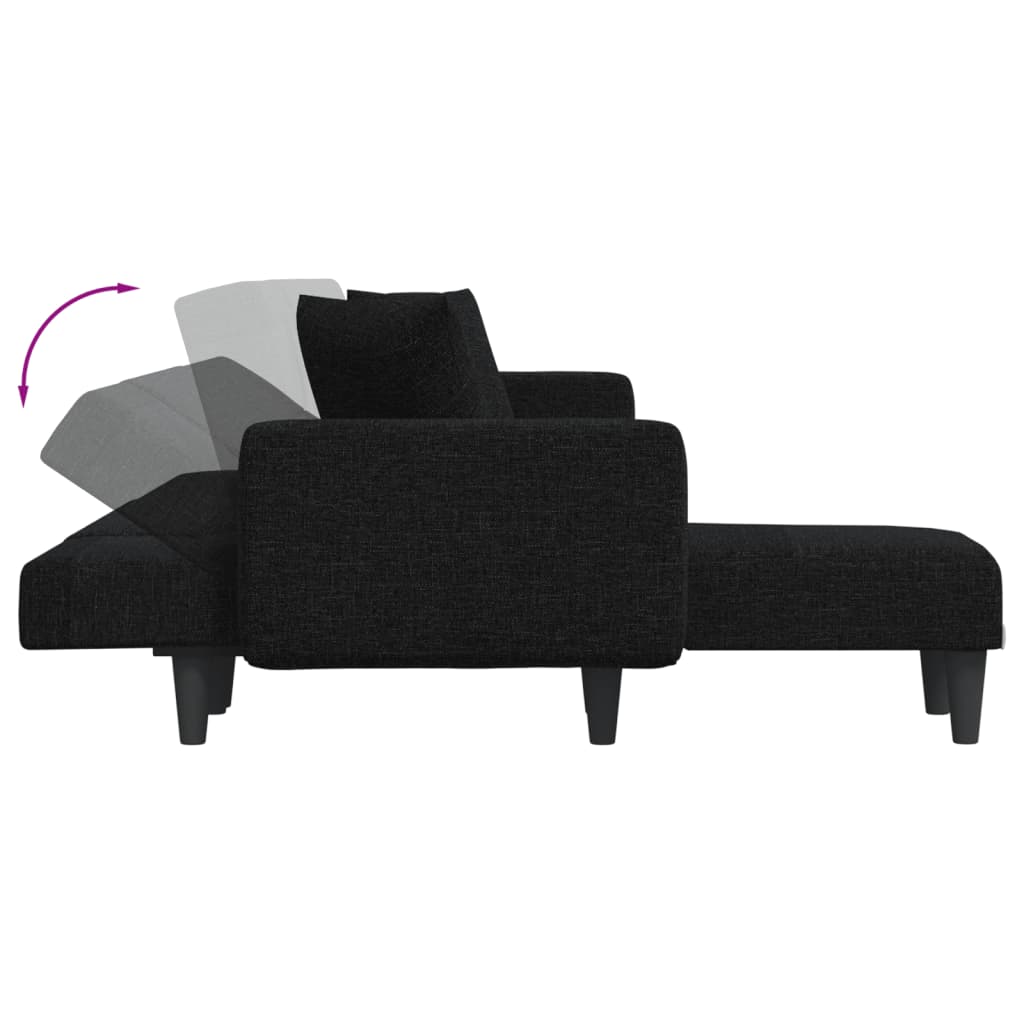 L -formet sofa seng 275x140x70 cm stoff - svart - number 6.