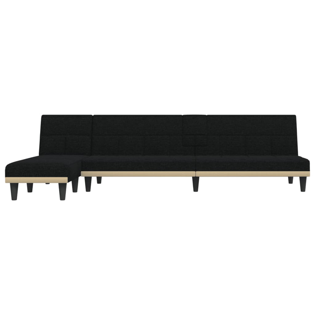 L-formet sofa seng 255x140x70 cm stoff svart - number 3.